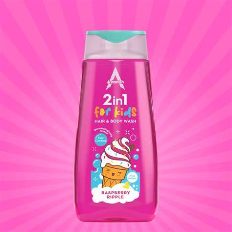 Astonish 2in1 Hair & Body Wash for Kids – Raspberry Ripple (400ml)