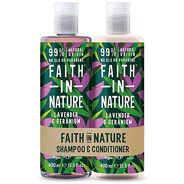 Faith in Nature Shampoo and Conditioner – Lavender and Geranium (400ml x 2)