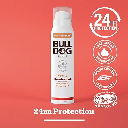 Bulldog Deodorant Spray – Bergamot and Sandalwood (125ml)