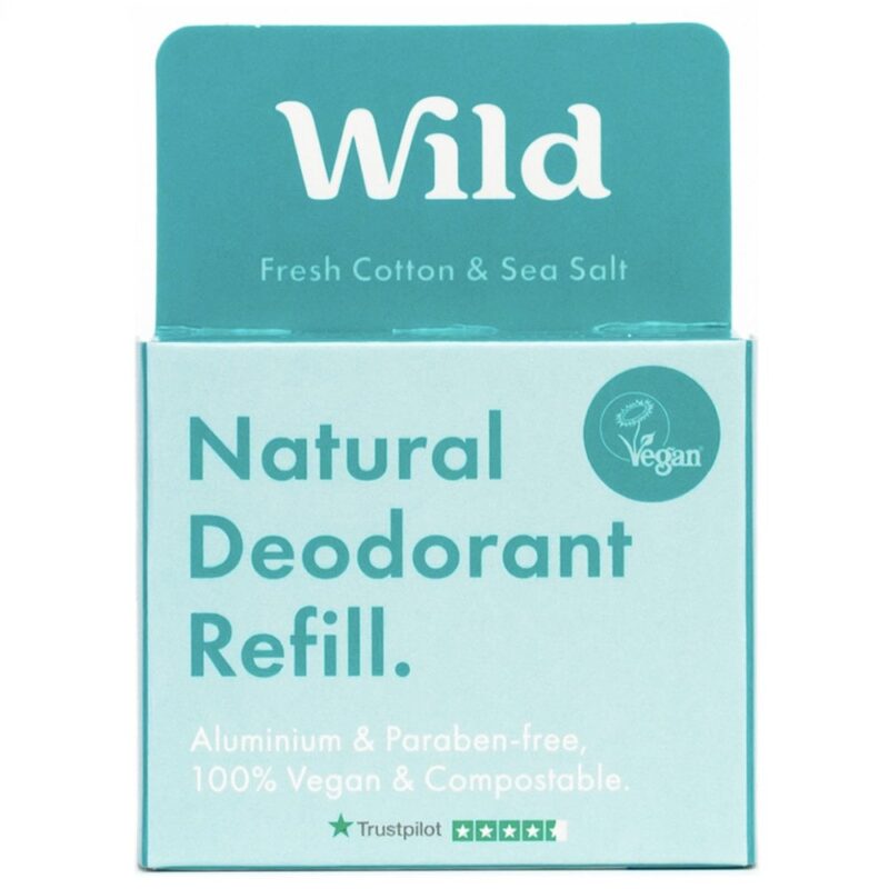 Wild Natural Deodorant Refill – Fresh Cotton and Sea Salt (40g)