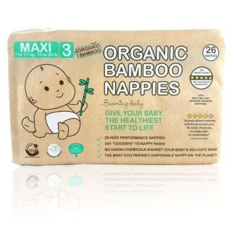 Beaming Baby Organic Bamboo Nappies – Size 3 (Maxi) 26 Nappies