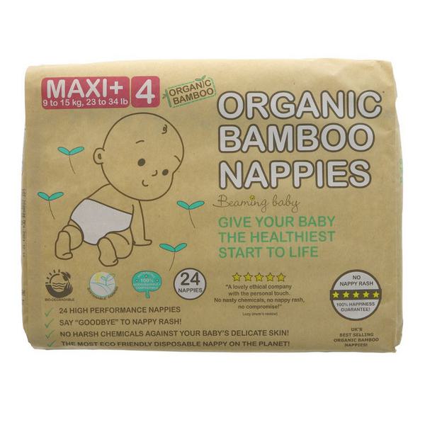 Beaming Baby Organic Bamboo Nappies – Size 4 (Maxi Plus) 24 Nappies