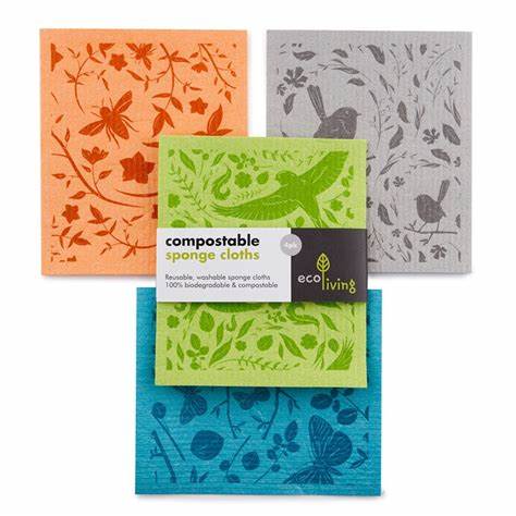 EcoLiving Compostable Sponge Cleaning Cloths (4 pack)